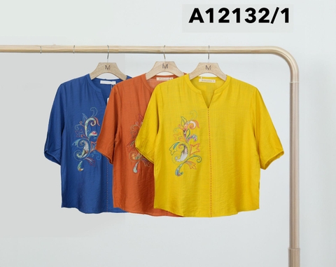 Áo Trung Niên Lụa Hàn Tay Lở Thêu Họa Tiết - A12132/1