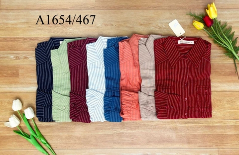 Áo Sơ Mi Cotton Sọc Tay Dài - A1654/467