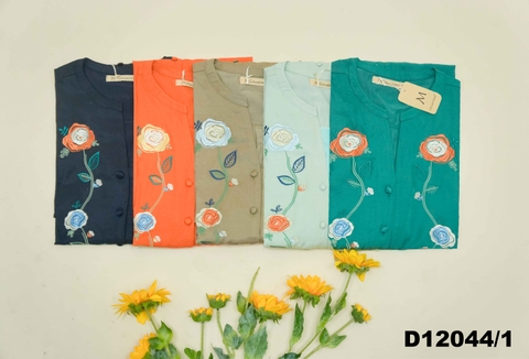 Đầm Thường Ngày Phom Suông Taffta Qua Gối Thêu Họa Tiết - D12044/1