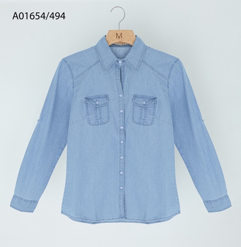 Áo Sơ Mi Jean Wash Tay Dài - A1654/494/498