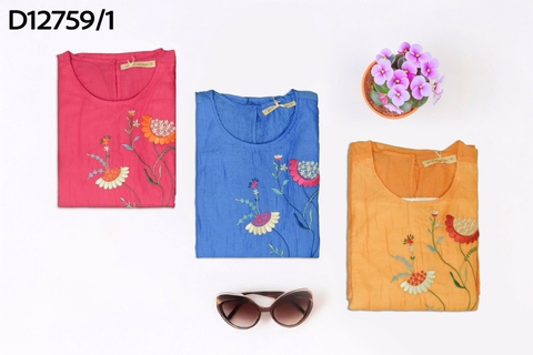 Đầm Trung Niên Phom Suông Xốp Hàn Thêu Họa Tiết - D12759/1