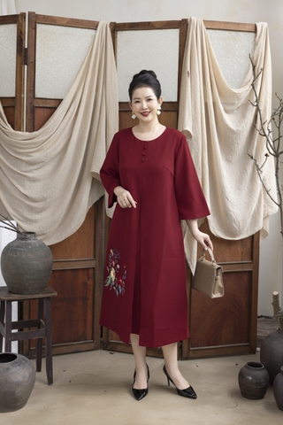 M COLLECTION | Đầm Thường Ngày Phuom Suong Lụa Dày Dài Qua Gối D13259LW01