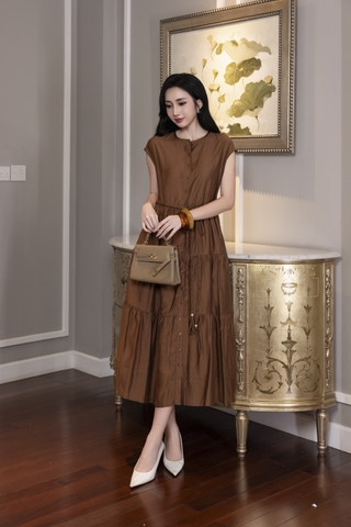 SWANLAKE | Váy Đầm Midi Tơ Cotton Có Cột Dây Chất Tơ Tay Hến D12971LW01