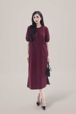 SWANLAKE | Váy Đầm Nữ Maxi Suông Vải Cotton Phối Ren Thêu Hoa Đục Lỗ 2 Lớp Có Túi Dạo Phố D13076LW01