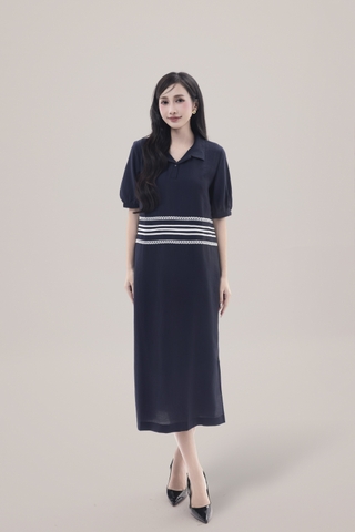 Váy Đầm Nữ Tay Ngắn Cổ Sơ Mi Vải Tơ Phối Ren Sọc Ngang Có Túi Công Dở Dạo Phố D13017LW01