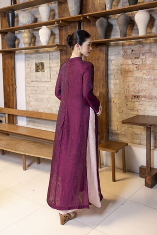 SWANLAKE | Áo Dài Tết Cách Tân Nữ Vải Gấm Cổ Trụ Tay Dài Rộng Dáng Suông Truyền Thống L13330LW01