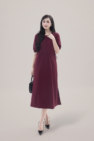 SWANLAKE | Váy Đầm Nữ Maxi Suông Vải Cotton Phối Ren Thêu Hoa Đục Lỗ 2 Lớp Có Túi Dạo Phố D13076LW01
