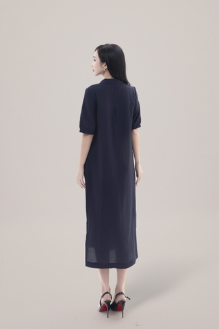 Váy Đầm Nữ Tay Ngắn Cổ Sơ Mi Vải Tơ Phối Ren Sọc Ngang Có Túi Công Dở Dạo Phố D13017LW01