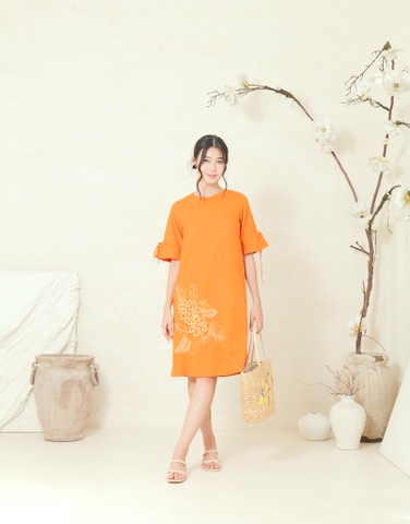Đầm Thường Ngày Phom Suông Linen Qua Gối Thêu Họa Tiết - D11987/5