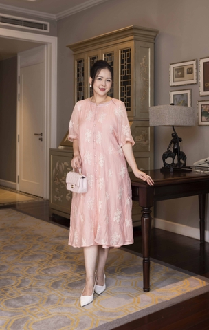 SWANLAKE | Đầm 2 Lớp Cổ Nẹp Vải Tơ Bông - D11030LW07