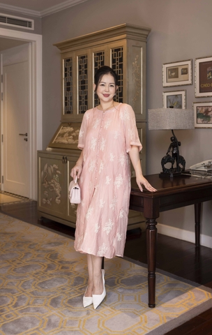 SWANLAKE | Đầm 2 Lớp Cổ Nẹp Vải Tơ Bông - D11030LW07