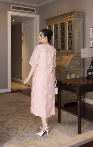 SWANLAKE | Đầm 2 Lớp Cổ Nẹp Vải Tơ Bông - D11030LW07