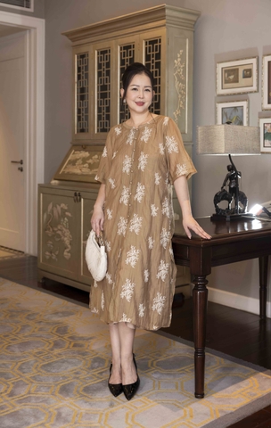 SWANLAKE | Đầm 2 Lớp Cổ Nẹp Vải Tơ Bông - D11030LW07