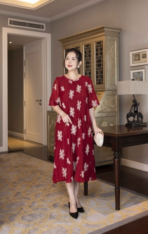 SWANLAKE | Đầm 2 Lớp Cổ Nẹp Vải Tơ Bông - D11030LW07