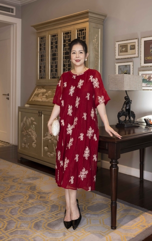 SWANLAKE | Đầm 2 Lớp Cổ Nẹp Vải Tơ Bông - D11030LW07