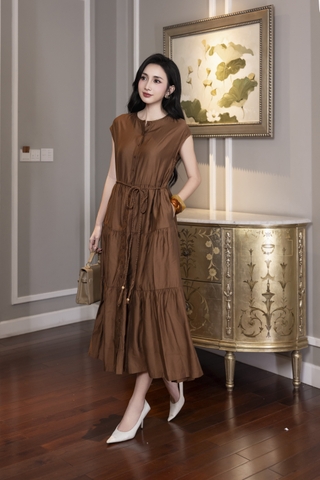SWANLAKE | Váy Đầm Midi Tơ Cotton Có Cột Dây Chất Tơ Tay Hến D12971LW01