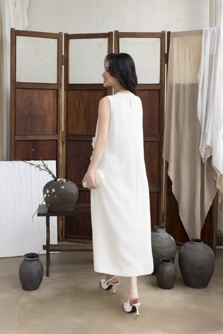 Váy Đầm Nữ Maxi Suông Sát Nách Cổ Tim Lụa Dày Đính Hoa 3D Sang Trọng Đi Tiệc - D12880LW01