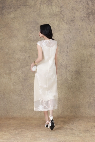 SWANLAKE | Váy Đầm Nữ Suông Maxi Xòe Sát Nách Vải Tơ Thêu Hoa Tiệc Công Sở Thanh Lịch D13283LW01