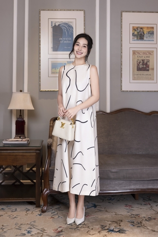 SWANLAKE | Váy Đầm Nữ Maxi Suông Sát Nách Có Túi In Vệt Màu Lụa Dày Co Giãn Du Lịch Biển Hè D12095LW06