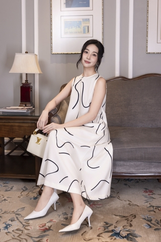 SWANLAKE | Váy Đầm Nữ Maxi Suông Sát Nách Có Túi In Vệt Màu Lụa Dày Co Giãn Du Lịch Biển Hè D12095LW06