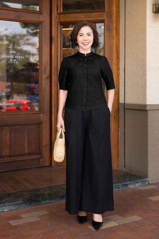 Áo Trung Niên Linen Tay Lở Thêu Họa Tiết - A12382/1