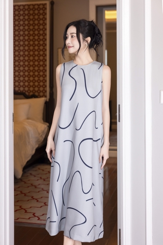 SWANLAKE | Váy Đầm Nữ Maxi Suông Sát Nách Có Túi In Vệt Màu Lụa Dày Co Giãn Du Lịch Biển Hè D12095LW06