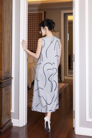 SWANLAKE | Váy Đầm Nữ Maxi Suông Sát Nách Có Túi In Vệt Màu Lụa Dày Co Giãn Du Lịch Biển Hè D12095LW06