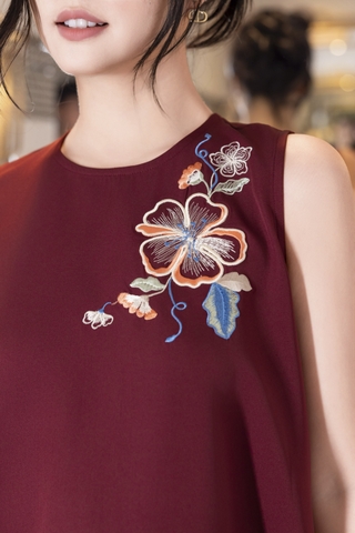 SWANLAKE | Váy Đầm Nữ Maxi Suông Sát Nách Có Túi In Hoa Hè Vải Lụa Dày Co Giãn Du Lịch Biển D12755LW01