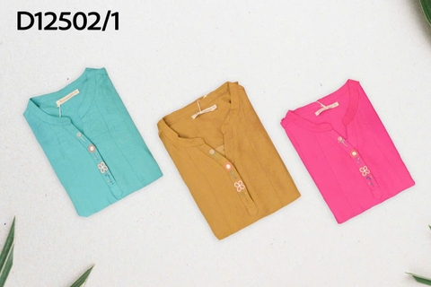 Đầm Trung Niên Phom Suông Tơ Nhật Qua Gối Thêu Họa Tiết - D12502/1