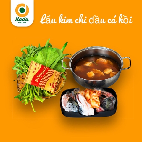 Lẩu kim chi đầu cá hồi