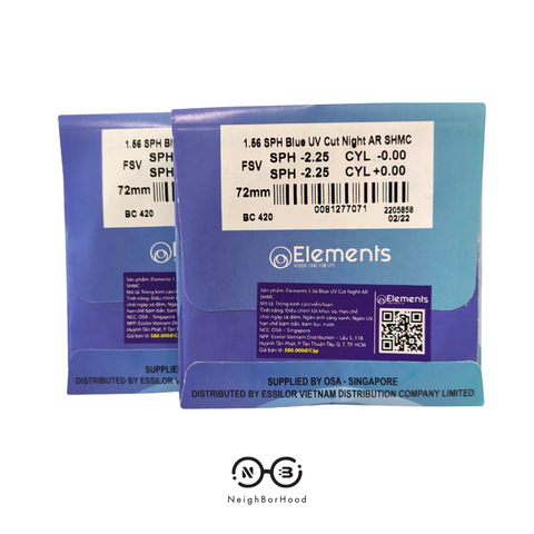 Tròng Element BLUE UV Night AR chiết suất 1.56