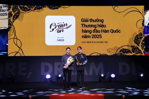 Thương hiệu GrainOn đạt “Giải thưởng Thương hiệu Hàng đầu Hàn Quốc năm 2025” hạng mục Men tiêu hóa