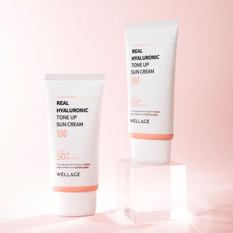 Kem chống nắng nâng tone Wellage Real Hyaluronic Tone Up Suncream 100 SPF50+PA++++