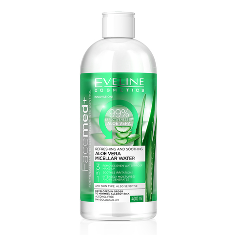 Nước tẩy trang Eveline Facemed+ dịu mát da chiết xuất lô hội 400ML