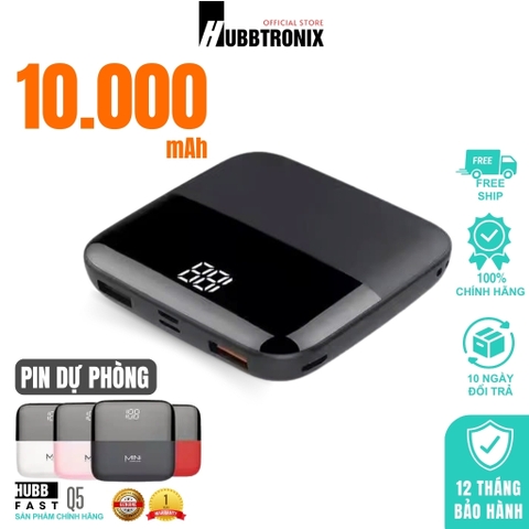 HubbFast Q5. Sạc dự phòng siêu Mini. Dung lượng 10.000mAh. Thiết kế thời trang