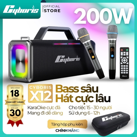 Loa Bluetooth Cyboris X12 200W – Karaoke không dây hoàn hảo