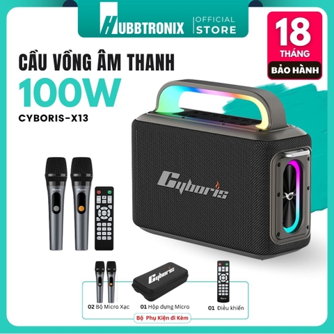 Loa Karaoke Bluetooth Cyboris Rainbow X13 100W | Âm Thanh Đỉnh Cao, Đèn RGB