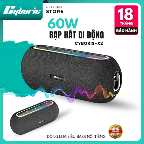 Loa Bluetooth Cyboris X2 | 60W, Đèn RGB, Âm Thanh Vòm