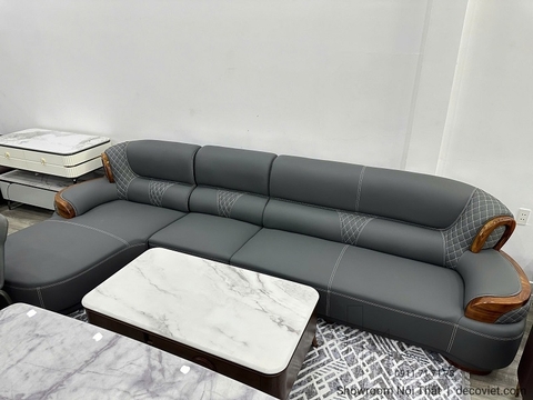 Sofa Gỗ Mun Tự Nhiên Da Bò 1096T