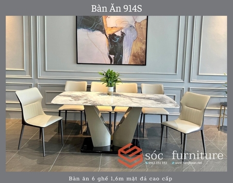 Bộ Bàn Ăn 6 Ghế Mặt Đá 914S