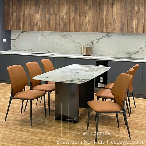 Bàn Ăn 6 Ghế Mặt Đá Chân Sắt 2640S