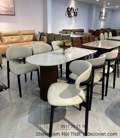 Bàn Ăn Chân Gỗ 6 Ghế 2551S