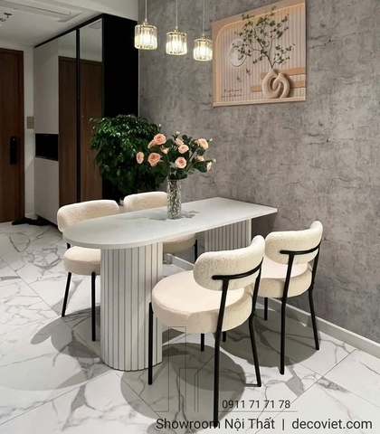 Bàn Ăn Chân Gỗ Mặt Đá 2797S đẹp