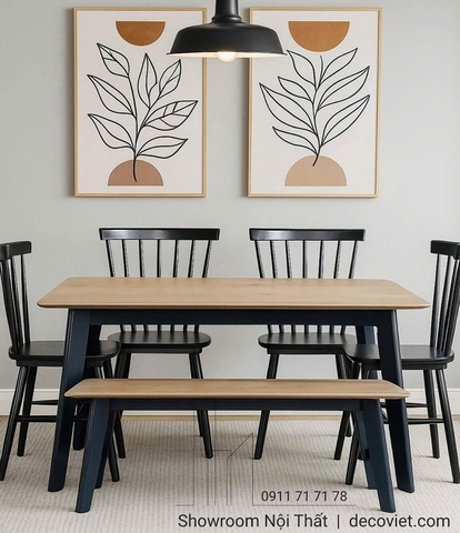 Bàn Ăn Gỗ 4 Ghế Giá Rẻ 2705S – Thiết Kế Tối Giản Phong Cách Scandinavian!