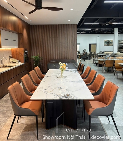Bàn Ăn Mặt Đá 2m6 Chân Gỗ 2667S
