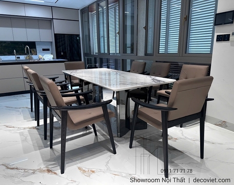 Bàn Ăn Mặt Đá Cẩm Thạch 8 Ghế 2946S