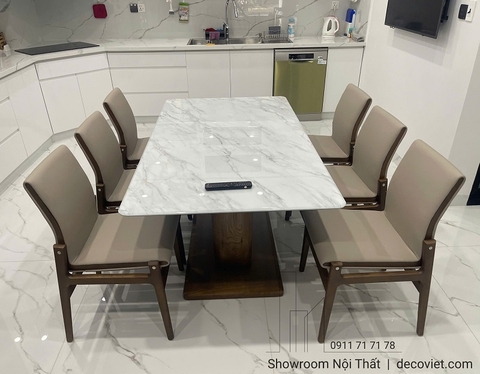 Bàn Ăn Mặt Đá Gỗ Sồi 6 Ghế 2840S