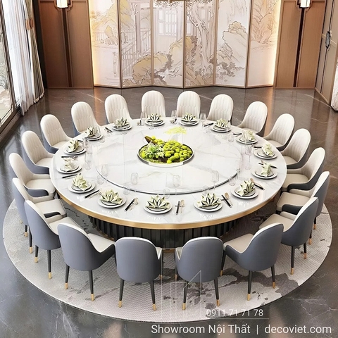 Bàn Tròn Lớn 20 Ghế Mặt Đá 2768S phù hợp không gian lớn