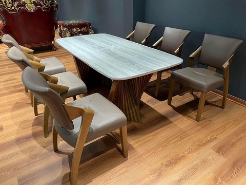 Bàn Ăn Mặt Đá Chân Gỗ Nhập Khẩu 1173S