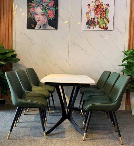 Bàn Ăn Mặt Đá 6 Ghế 424S